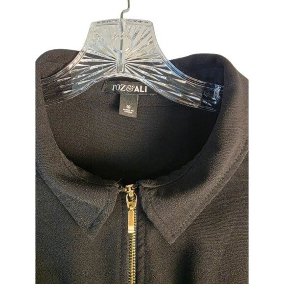 Roz & Ali Womens Black Shirt Dress Size 16 With Gold Zipper & Button Details - Picture 5 of 8